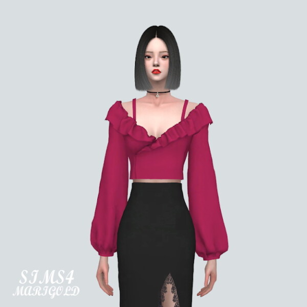 DD Off Shoulder Frill Blouse from SIMS4 Marigold