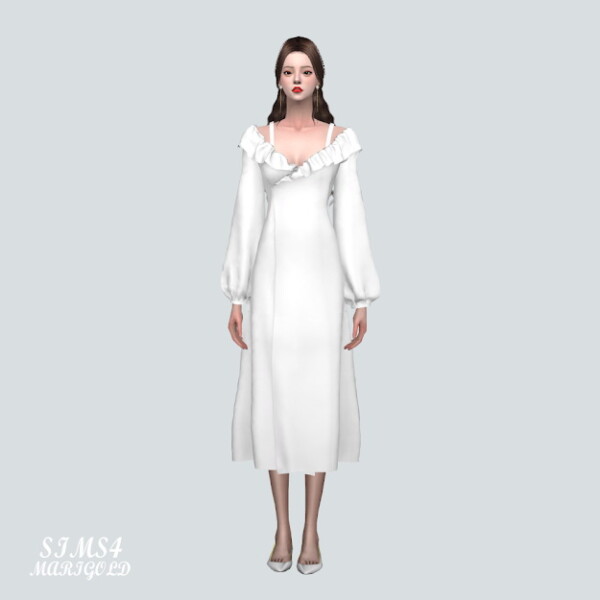 DD Off Shoulder Frill Long Dress from SIMS4 Marigold