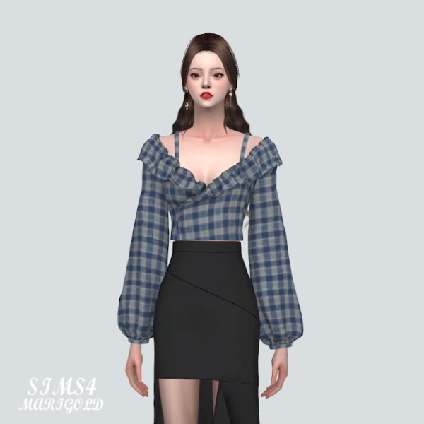DD Off Shoulder Frill Blouse from SIMS4 Marigold