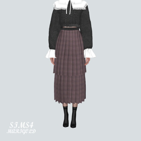 TTT Pleats 22 Long Skirt from SIMS4 Marigold