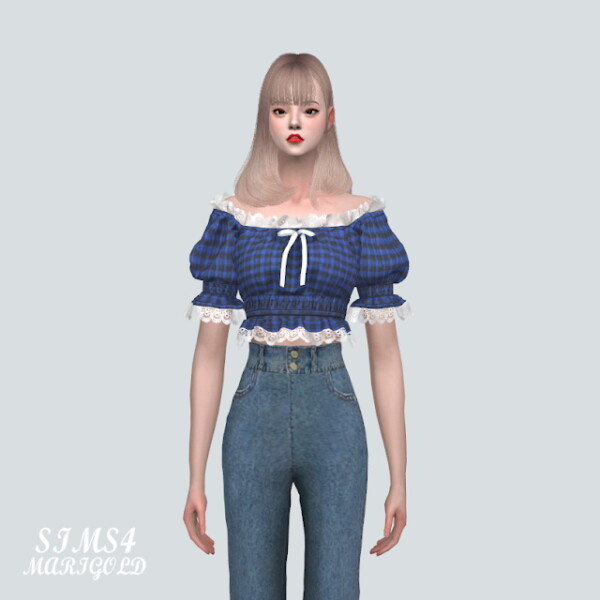 22 Lace Ribbon Off Shoulder Blouse V2 from SIMS4 Marigold