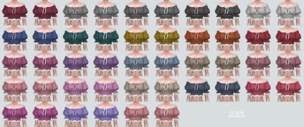 22 Lace Ribbon Off Shoulder Blouse V2 from SIMS4 Marigold