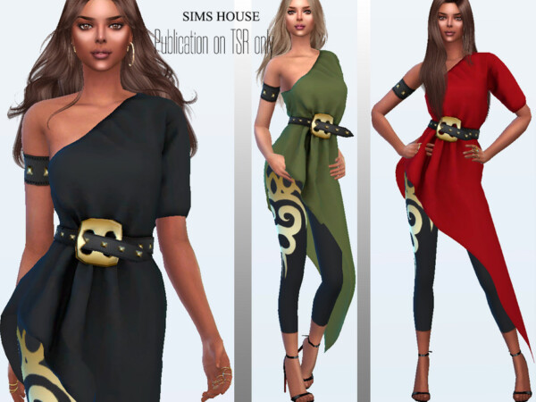 Asymmetric tunic with leggings and belt by Sims House from TSR