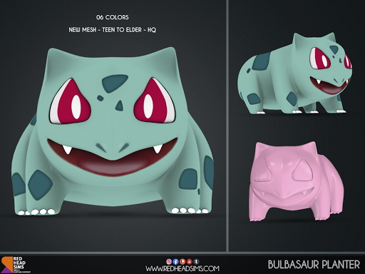 Bulbasaur and Oddish Planter from Red Head Sims