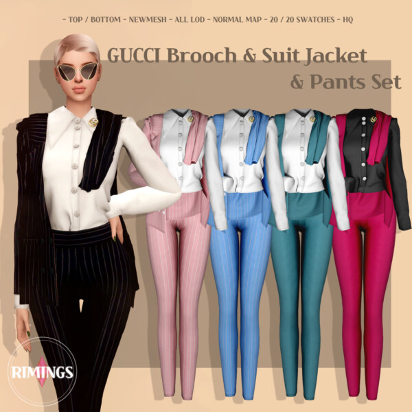 Brooch, Suit Jacket and Pants Set from Rimings