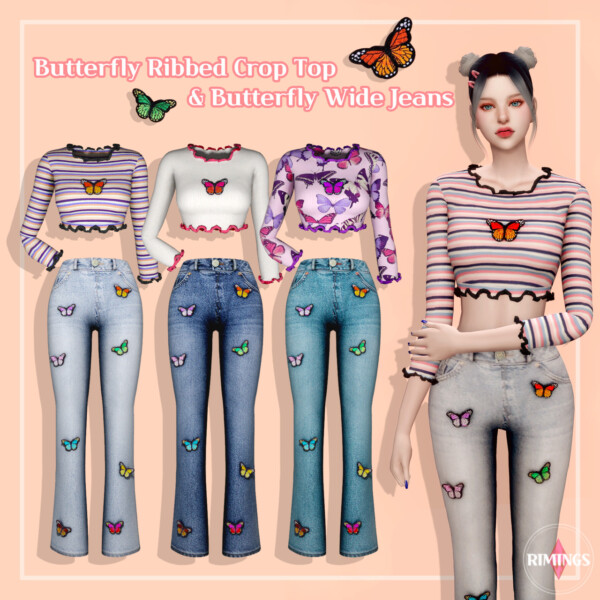 Butterlfy top and jeans from Rimings