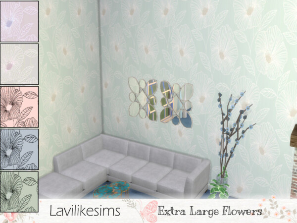 Extra Large Flowers walls by lavilikesims from TSR
