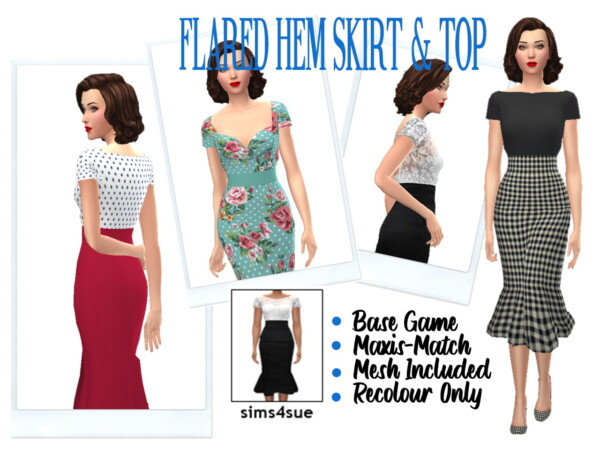 Flared Hem Skirt and Top from Sims 4 Sue