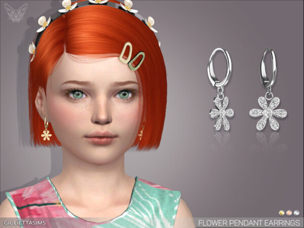 Flower Pendant Earrings For Kids by feyona from TSR