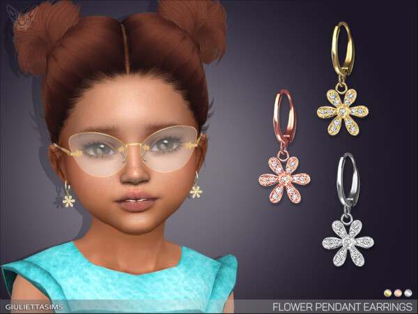 Flower Pendant Earrings For Toddlers by feyona from TSR