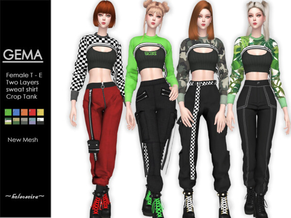 GemaTwo Layers Crop Top by Helsoseira from TSR