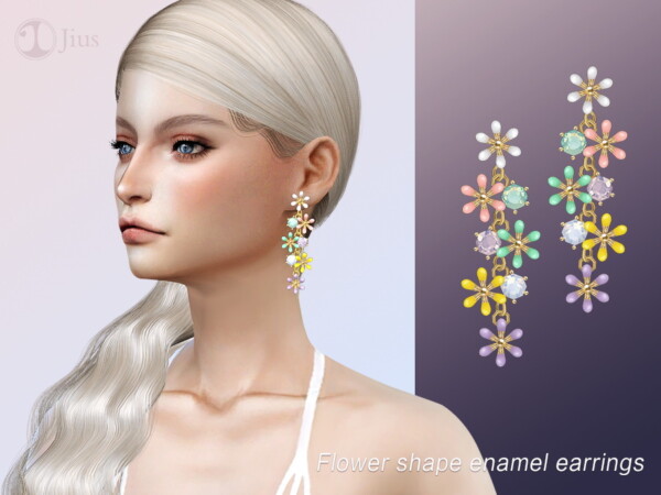 Flower shape enamel earrings by Jius from TSR