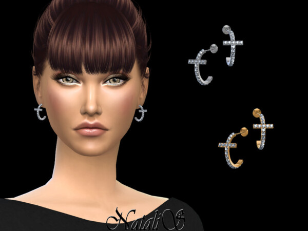 Crystal cross hoop earrings by NataliS from TSR