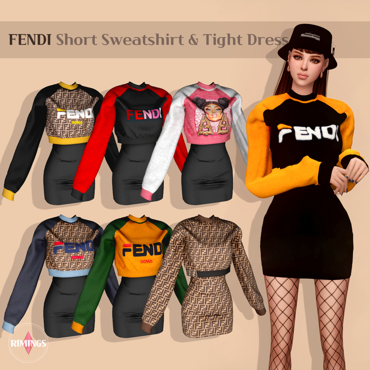 Short Sweatshirt And Tight Dress From Rimings • Sims 4 Downloads