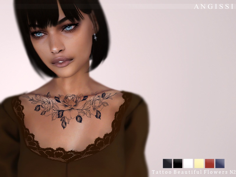 Tattoo Beautiful Flowers N2 By Angissi From Tsr • Sims 4 Downloads