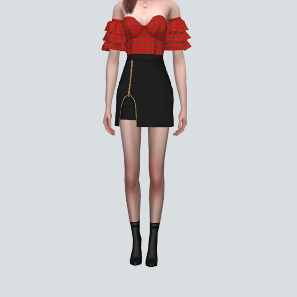 Zipper Slit Mini Skirt from SIMS4 Marigold
