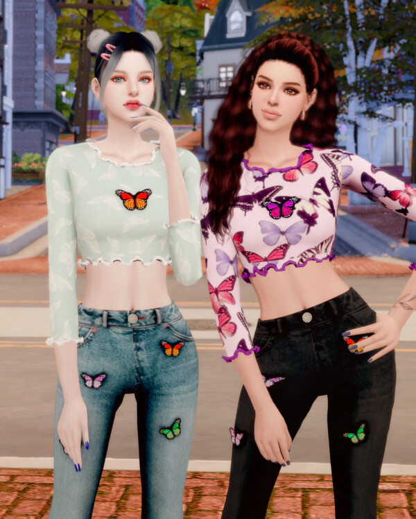 Butterfly Top and Jeans from Rimings