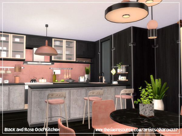 Black and Rose Gold Kitchen by sharon337 from TSR