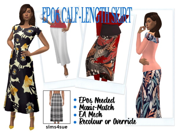 Calf length skirt from Sims 4 Sue