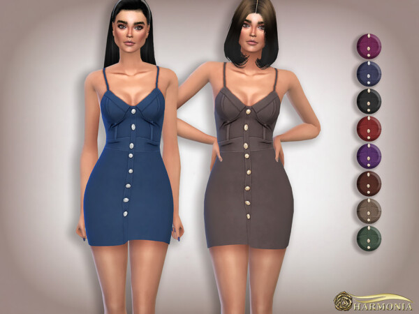 Corset Design Button Front Dress by Harmonia from TSR