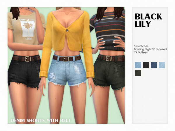 Denim Shorts With Belt by Black Lily from TSR