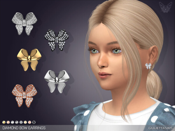 Diamond Pave Bow Earrings For Kids by feyona from TSR