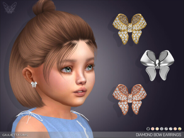 Diamond Pave Bow Earrings For Little Girls by feyona from TSR