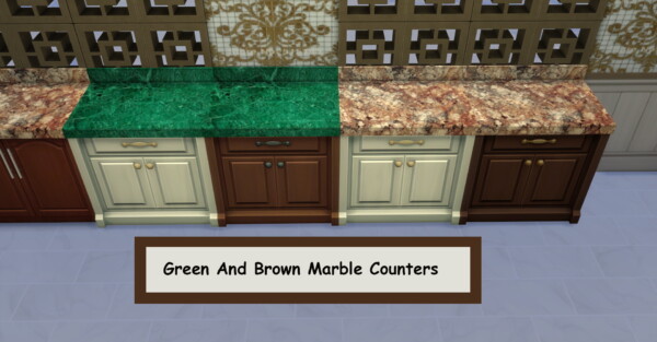 Green And Brown Marble Counters by Laurenbell2016 from Mod The Sims