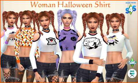 Halloween 2020 Woman Shirt by Simmy from All4Sims