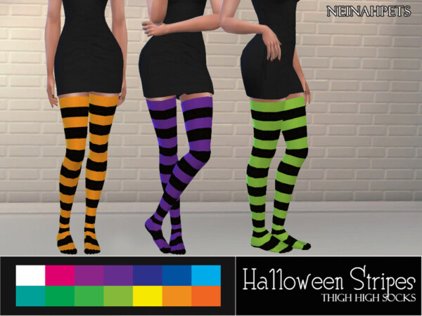 Halloween Striped Thigh High Socks by neinahpets from TSR