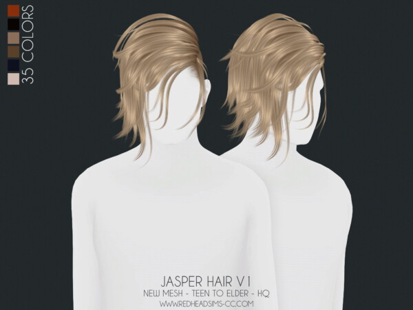 Jasper Hair 2 Versions from Red Head Sims