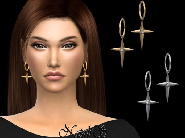 Bezel cross earrings by NataliS from TSR