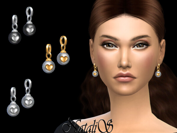 Pearl with heart detail drop earrings by NataliS from TSR
