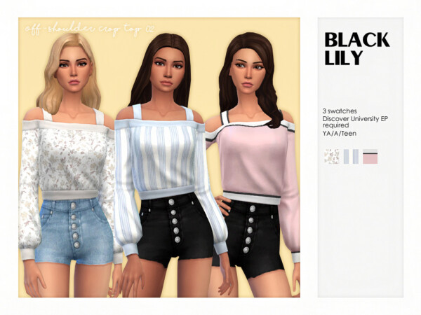 Off Shoulder Crop Top 02 by Black Lily from TSR