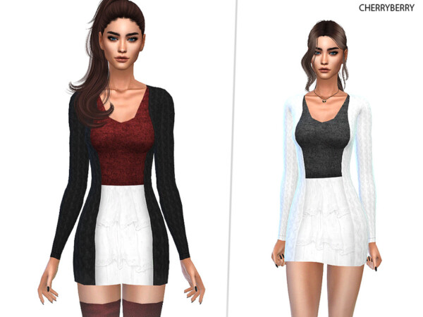 Preppy Fall Dress by CherryBerrySim from TSR • Sims 4 Downloads