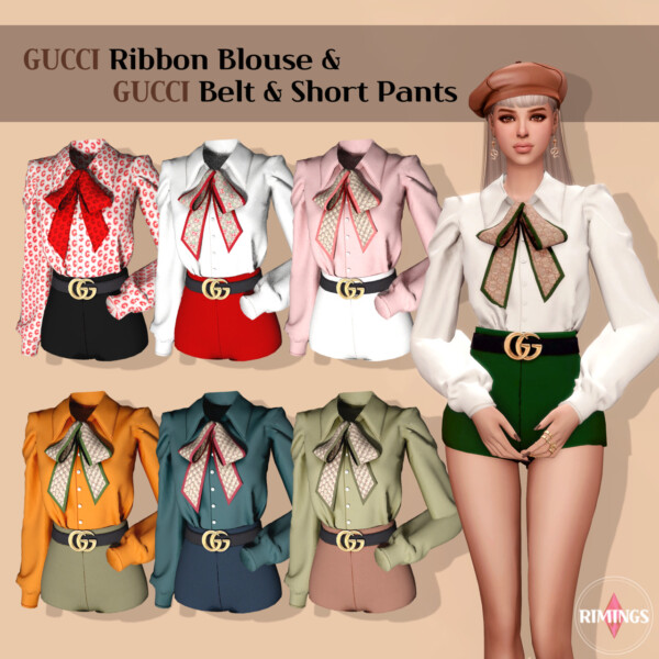 Ribbon blouse and Belt Short from Rimings