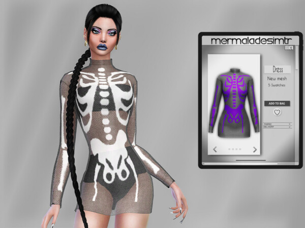 Skeleton Print Dress by mermaladesimtr from TSR