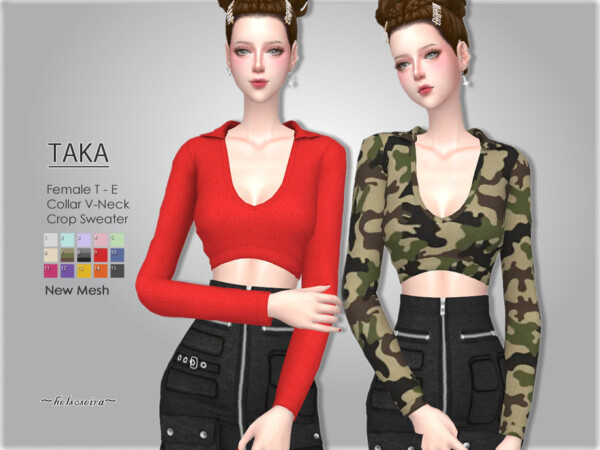 Taka V neck Sweater by Helsoseira from TSR