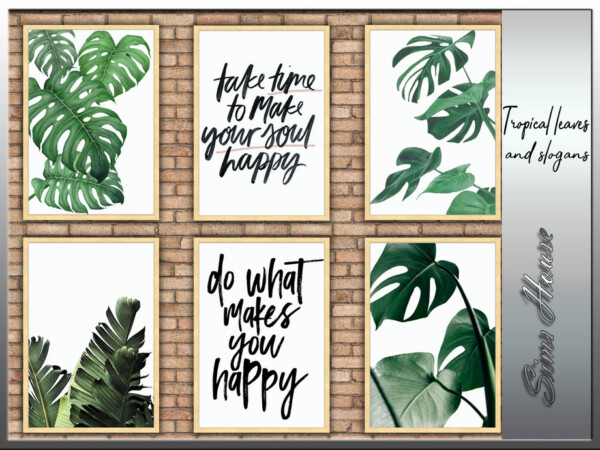 Tropical leaves and slogans by Sims House from TSR