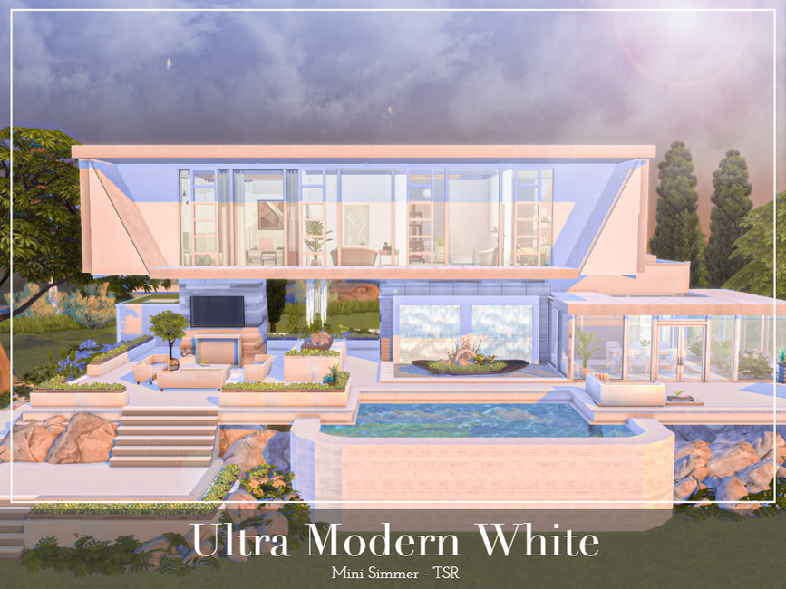 Ultra Modern White Home by Mini Simmer from TSR • Sims 4 Downloads
