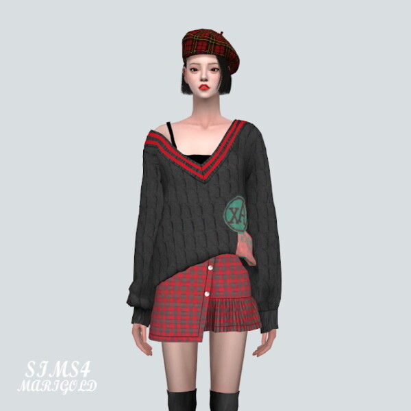 V neck Sweater With Sleeveless from SIMS4 Marigold