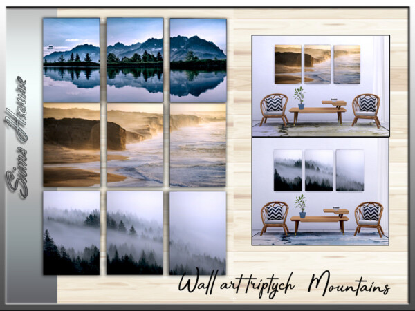 Wall art triptych Mountains by Sims House from TSR