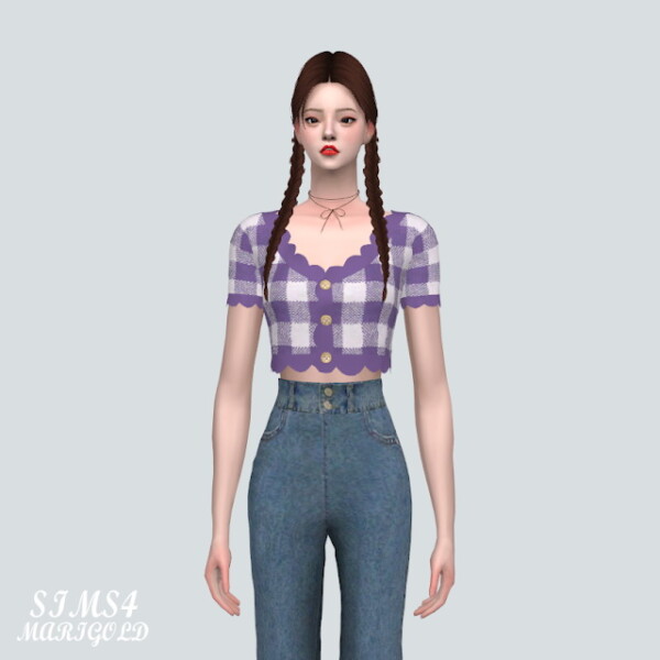 E Scallop Crop Cardigan V2 from SIMS4 Marigold