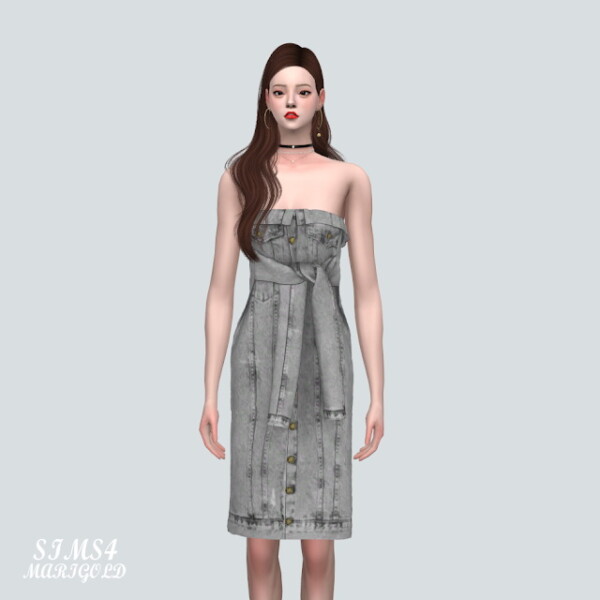 YY Denim Midi Dress from SIMS4 Marigold