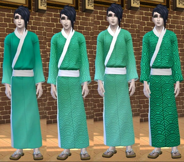 Marble and Jade Kimono and Yukata recolored by Sionella from Mod The Sims