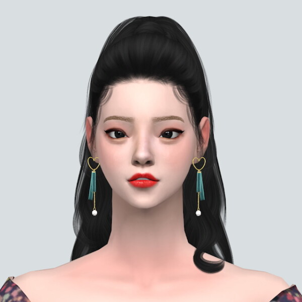A Heart Ribbon Earring from SIMS4 Marigold
