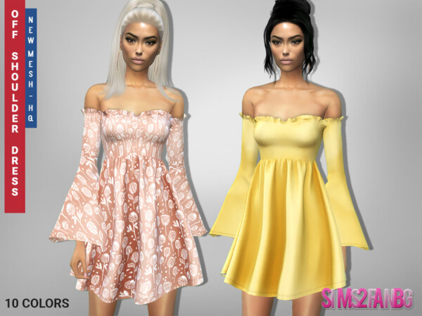 310 Off Shoulder Dress by sims2fanbg from TSR