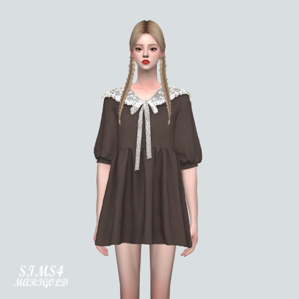 Lace Ribbon Mini Dress from SIMS4 Marigold