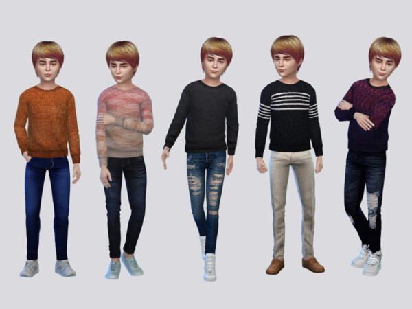 Autumn Block Sweaters Boys by McLayneSims from TSR