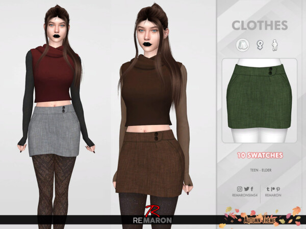 Autumn Skirt for Women 01 by remaron from TSR